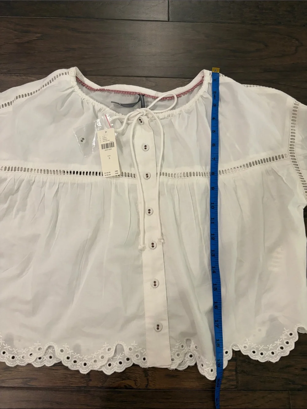New with Tags Anthropologie Long Sleeve Scallop Trim Blouse Sz S